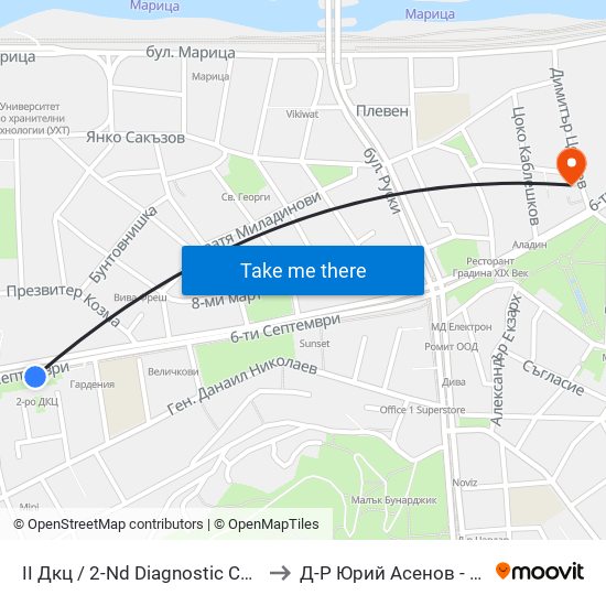 II Дкц / 2-Nd Diagnostic Consultative Center (116) to Д-Р Юрий Асенов - Пластичен Хирург map
