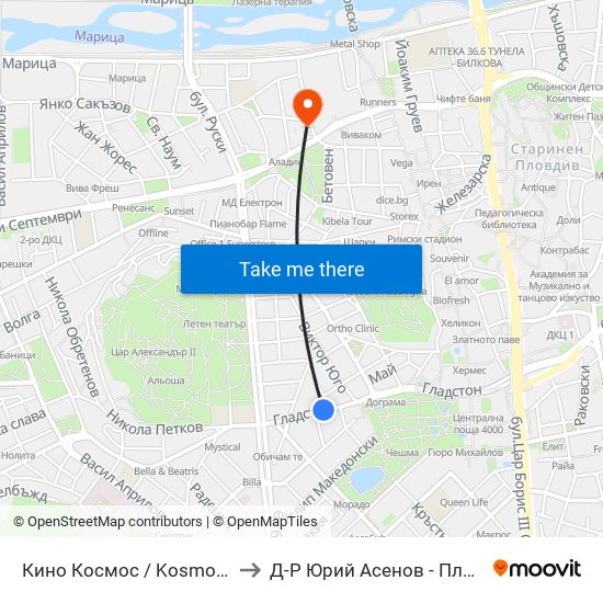 Кино Космос / Kosmos Cinema (263) to Д-Р Юрий Асенов - Пластичен Хирург map