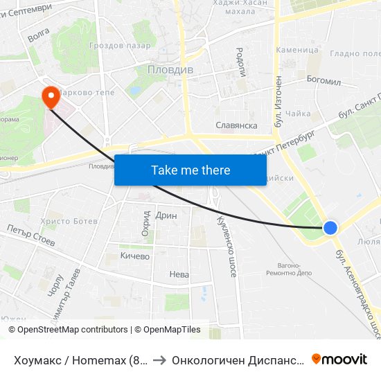 Хоумакс / Homemax (84) to Онкологичен Диспансер map