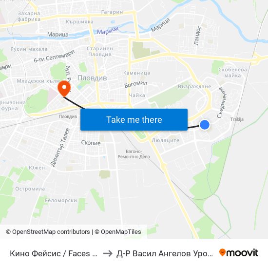 Кино Фейсис / Faces Cinema (79) to Д-Р Васил Ангелов Уролог Пловдив map