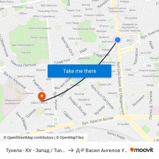 Тунела - Юг - Запад / Tunela - Ug - West (46) to Д-Р Васил Ангелов Уролог Пловдив map