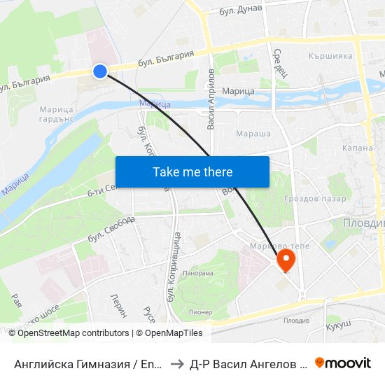 Английска Гимназия / English High School (95) to Д-Р Васил Ангелов Уролог Пловдив map