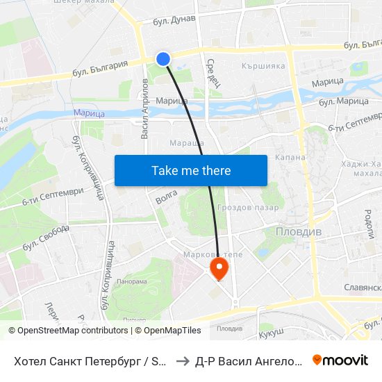 Хотел Санкт Петербург / Saint Petersburg Hotel (98) to Д-Р Васил Ангелов Уролог Пловдив map