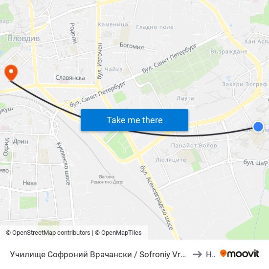 Училище Софроний Врачански / Sofroniy Vrachanski School (110) to Нбу map