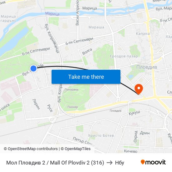Мол Пловдив 2 / Mall Of Plovdiv 2 (316) to Нбу map
