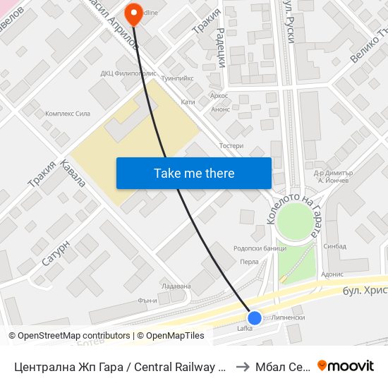 Централна Жп Гара / Central Railway Station (205) to Мбал Central map