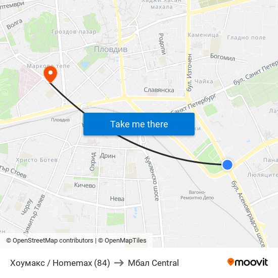 Хоумакс / Homemax (84) to Мбал Central map