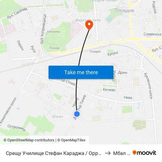 Срещу Училище Стефан Караджа / Opposite Stefan Karadzha School (38) to Мбал Central map