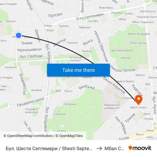 Бул. Шести Септември / Shesti Septemvri Blvd. (240) to Мбал Central map