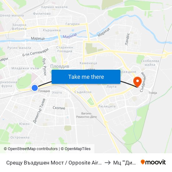 Срещу Въздушен Мост / Opposite Air Bridge (189) to Мц ""Димед"" map