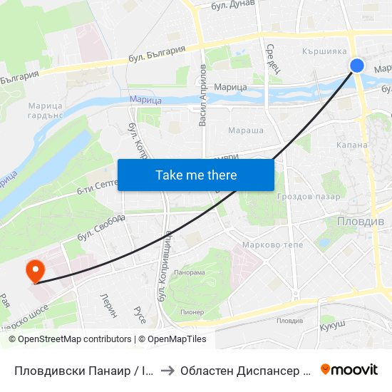 Пловдивски Панаир / International Fair Plovdiv (49) to Областен Диспансер За Психични Заболявания map