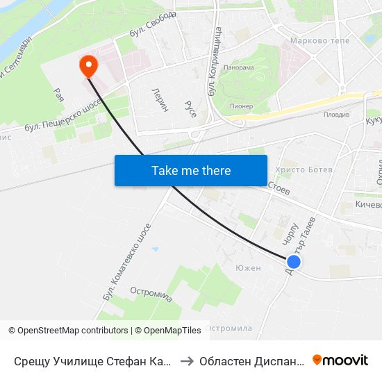 Срещу Училище Стефан Караджа / Opposite Stefan Karadzha School (38) to Областен Диспансер За Психични Заболявания map
