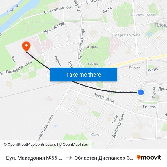 Бул. Македония №55 / 55 Macedonia Blvd. (41) to Областен Диспансер За Психични Заболявания map