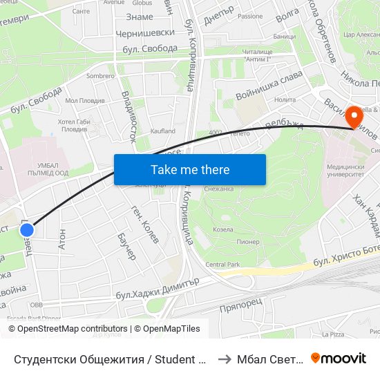 Студентски Общежития / Student Accommodation (389) to Мбал Свети Георги map