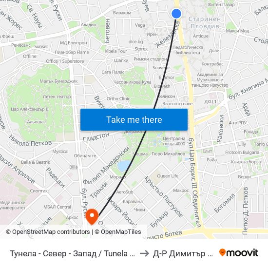 Тунела - Север - Запад / Tunela - Sever - West (10) to Д-Р Димитър А. Йончев map