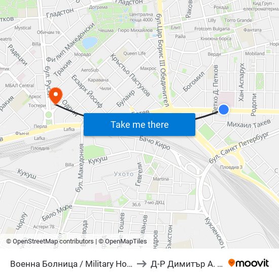 Военна Болница / Military Hospital (335) to Д-Р Димитър А. Йончев map