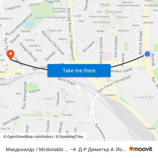 Макдоналдс / Mcdonalds (220) to Д-Р Димитър А. Йончев map
