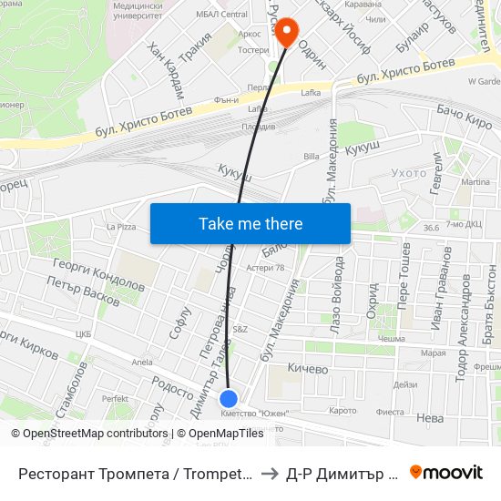 Ресторант Тромпета / Trompeta Restaurant (326) to Д-Р Димитър А. Йончев map