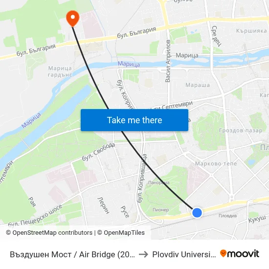 Air Bridge (204) to Plovdiv University map