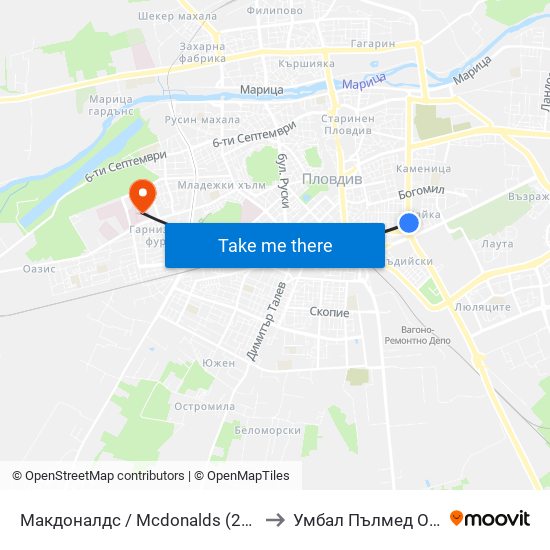 Макдоналдс / Mcdonalds (220) to Умбал Пълмед Оод map