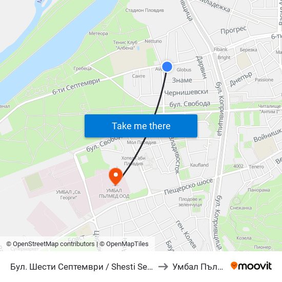 Бул. Шести Септември / Shesti Septemvri Blvd. (240) to Умбал Пълмед Оод map