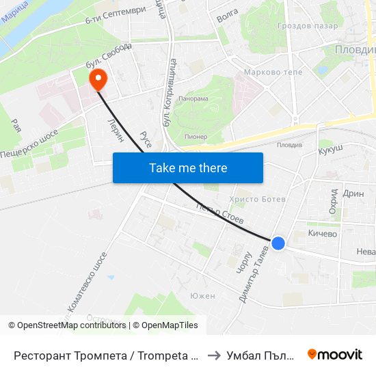 Ресторант Тромпета / Trompeta Restaurant (326) to Умбал Пълмед Оод map