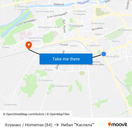 Хоумакс / Homemax (84) to Умбал ""Каспела"" map