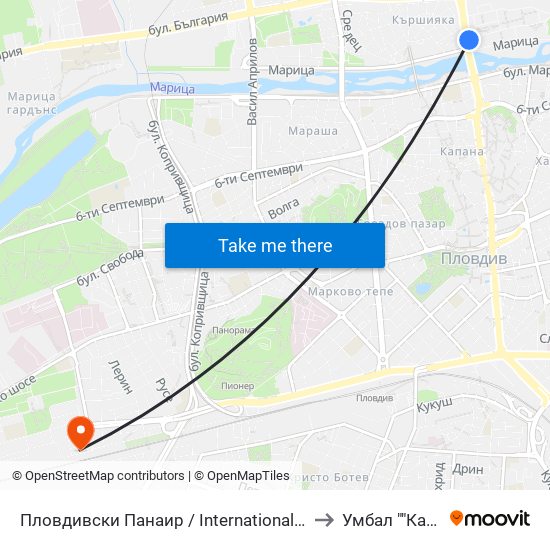 Пловдивски Панаир / International Fair Plovdiv (49) to Умбал ""Каспела"" map