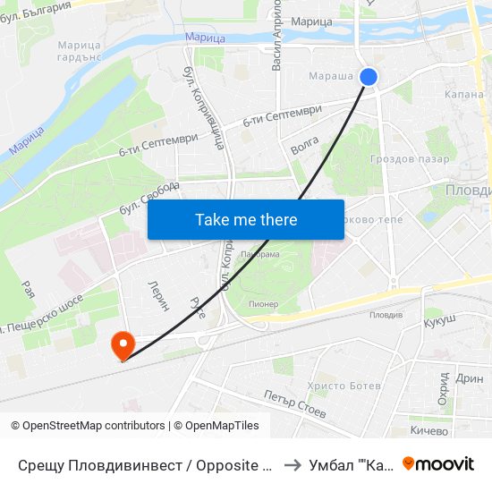 Срещу Пловдивинвест / Opposite Plovdivinvest (274) to Умбал ""Каспела"" map