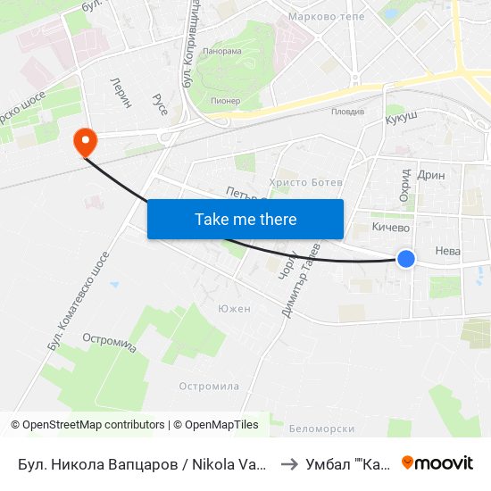 Бул. Никола Вапцаров / Nikola Vaptsarov Blvd. (68) to Умбал ""Каспела"" map