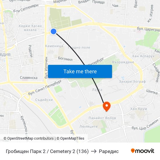 Гробищен Парк 2 / Cemetery 2 (136) to Раредис map