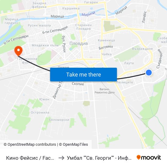Кино Фейсис / Faces Cinema (79) to Умбал ""Св. Георги"" - Инфекциозна Клиника map