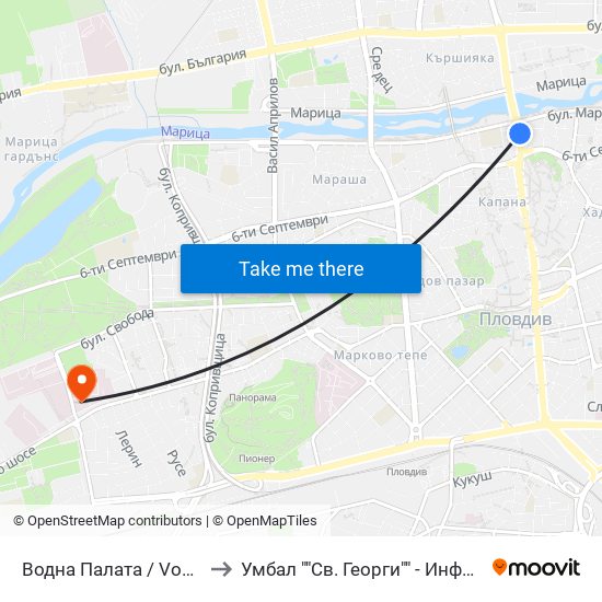 Водна Палата / Vodna Palata (48) to Умбал ""Св. Георги"" - Инфекциозна Клиника map