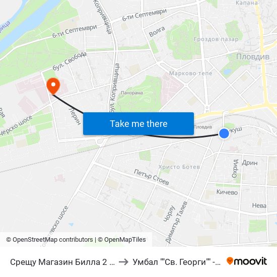 Срещу Магазин Билла 2 / Opposite Billa Store 2 (42) to Умбал ""Св. Георги"" - Инфекциозна Клиника map