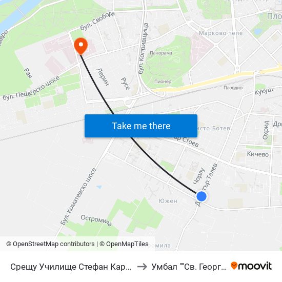 Срещу Училище Стефан Караджа / Opposite Stefan Karadzha School (38) to Умбал ""Св. Георги"" - Инфекциозна Клиника map