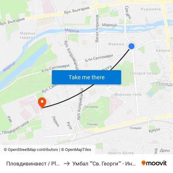 Пловдивинвест / Plovdivinvest (293) to Умбал ""Св. Георги"" - Инфекциозна Клиника map