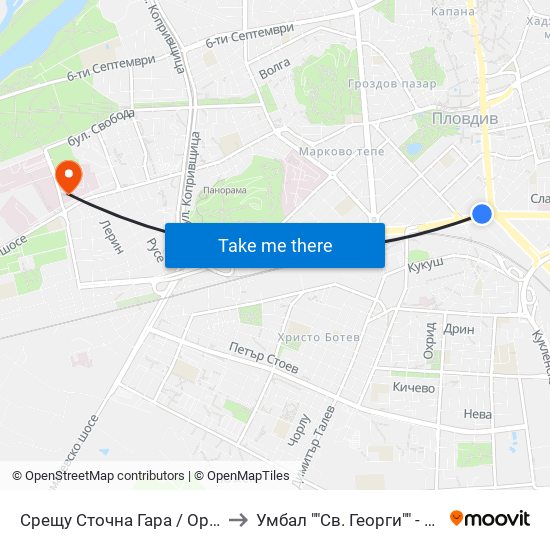 Срещу Сточна Гара / Opposite Stochna Gara (14) to Умбал ""Св. Георги"" - Инфекциозна Клиника map