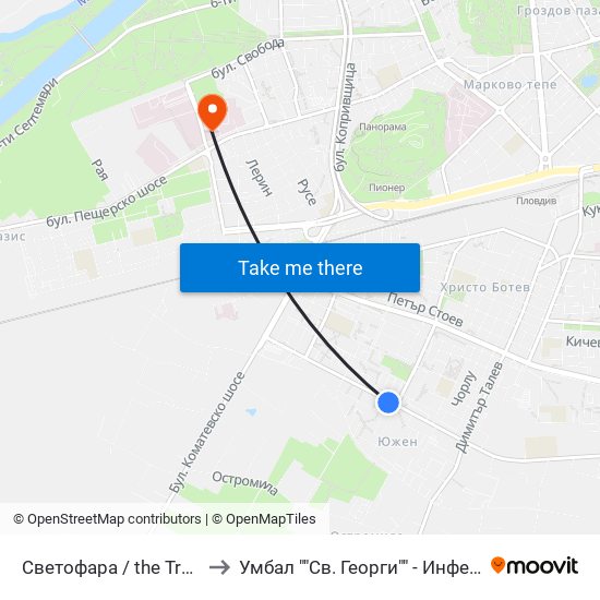 Светофара / the Traffic Light (37) to Умбал ""Св. Георги"" - Инфекциозна Клиника map