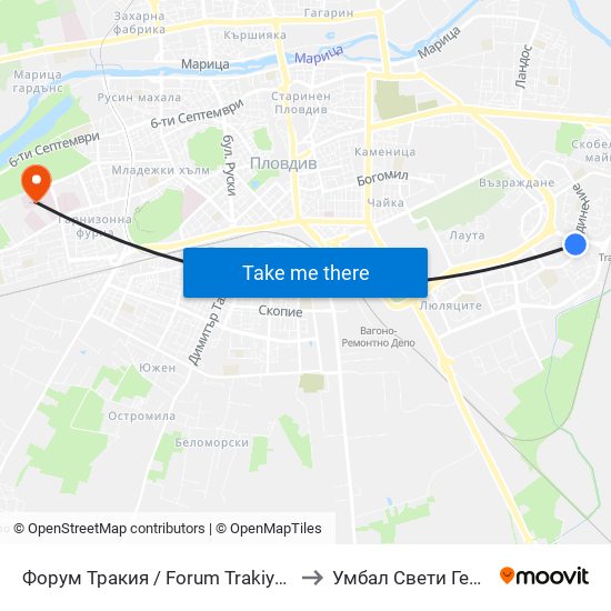 Форум Тракия / Forum Trakiya (78) to Умбал Свети Георги map