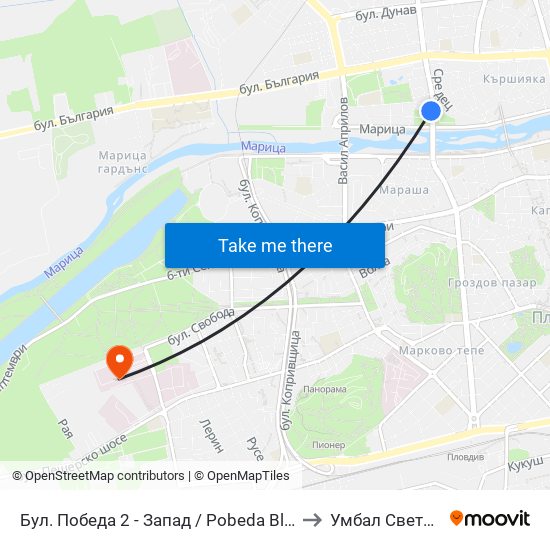 Бул. Победа 2 - Запад / Pobeda Blvd 2 - West (273) to Умбал Свети Георги map