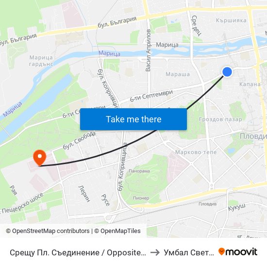 Срещу Пл. Съединение / Opposite Saedinenie Sq. (118) to Умбал Свети Георги map