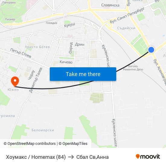 Хоумакс / Homemax (84) to Сбал Св,Анна map