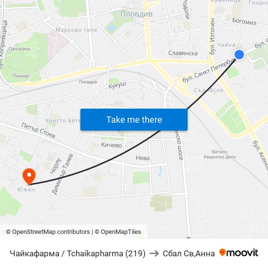 Чайкафарма / Tchaikapharma (219) to Сбал Св,Анна map