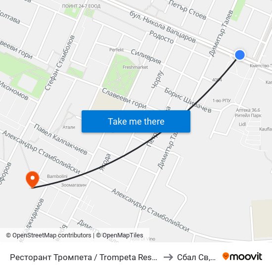 Ресторант Тромпета / Trompeta Restaurant (326) to Сбал Св,Анна map