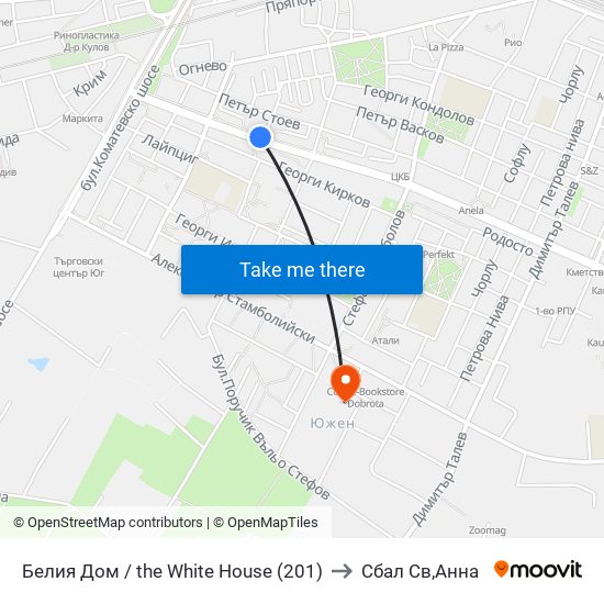 Белия Дом / the White House (201) to Сбал Св,Анна map