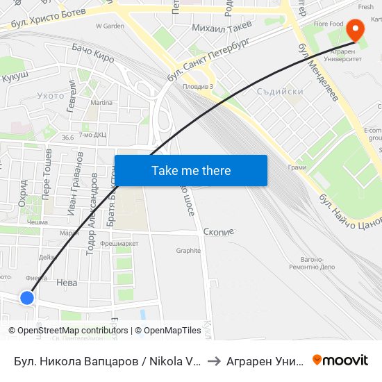 Бул. Никола Вапцаров / Nikola Vaptsarov Blvd. (68) to Аграрен Университет map