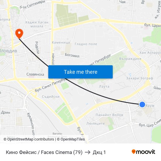 Кино Фейсис / Faces Cinema (79) to Дкц 1 map