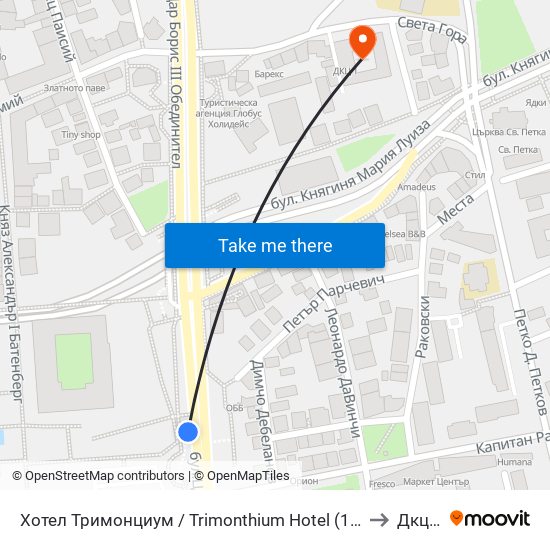 Хотел Тримонциум / Trimonthium Hotel (12) to Дкц 1 map