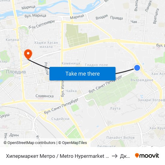 Хипермаркет Метро / Metro Hypermarket (217) to Дкц 1 map