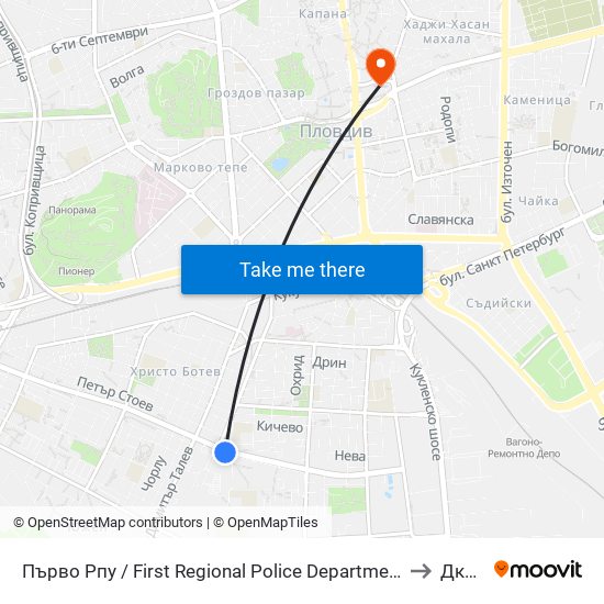 Първо Рпу / First Regional Police Department (60) to Дкц 1 map